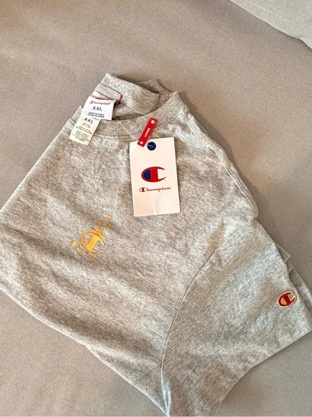 Champion Women's Gray Logo T-Shirt XXL Plus Size Premium Sportswear Tee NWT - Picture 5 of 8